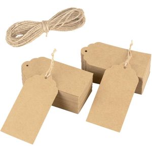 Belle Vous 200 stuks kartonnen cadeaulabels - 10 x 5 cm - Rechthoekige kraftpapier cadeau etiketten - Beschrijfbare hanglabels - DIY knutsel labels