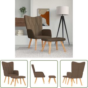 The Living Store Relaxstoel met voetenbank stof bruin - Relax Fauteuil - Bruine Fauteuils - Lounge Stoel - Comfortabele Stoel - Eetkamerstoelen
