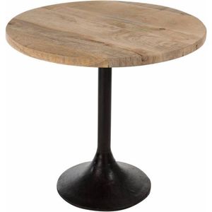 Duverger® Bistro - tafel - rond - houten blad - naturel - metalen voet - zwart