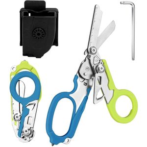 Reddingsschaar - 6-in-1, traumaschaar, opvouwbaar - blauw/groen