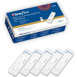 Flowflex Zelftest corona zelftest / sneltest verpakt per 5 STUKS - Sars-CoV-2 Antigen Rapid Test