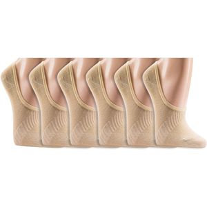 Footies | No show sneakersokken | Bamboe | Merk: Socks4Fun | Maat: 35 t/m 46 | Kleur: Beige | 6 Paar