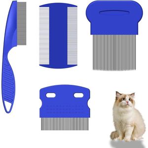 Allecto plus - Luizenkam 4 Stuks Dubbelzijdige Metalen en Plastic Tandenkammen - Vlooien- en Netkam - Haarkam voor Luizenbestrijding