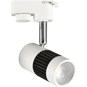 LED Railverlichting - Track Spot - 8W 1 Fase - Rond - Natuurlijk Wit 4200K - Mat Zwart/Wit Aluminium