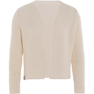 Knit Factory Isa Gebreid Vest - Gebreide dames cardigan - Dames zomervest - Kort vest op heuphoogte - Damesvest gemaakt uit 50% katoen en 50% acryl - Beige - 40/42