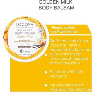 LOGONA Naturkosmetik Rich Body Balm Limited Edition with Organic Almond Oil, Pampering Organic Vanilla & Organic Turmeric, for a Smooth & Delicate Skin Feeling, 150 ml