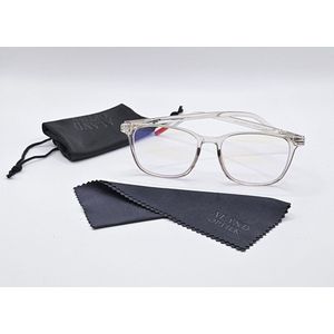 Unisex leesbril met blauw licht filter +1.5 met etui en doekje / computerbril met sterkte / 6423 blue light blocking glasses met transparant montuur / beeldscherm bril op sterkte +1,5 / gaming bril / computer bril / blauw licht bril / Aland optiek
