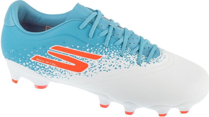 Skechers Razor 1.5 Academy Gras Voetbalschoenen (FG) Wit Blauw Oranje