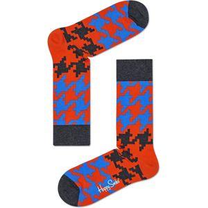 Happy Socks Dogtooth Sokken - Zwart/Blauw/Rood - Maat 41-46