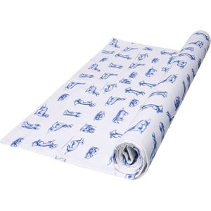 Heinen Delfts Blauw - Tafelloper Teckel Nhaan - Wit - Katoen -150 x 50 cm