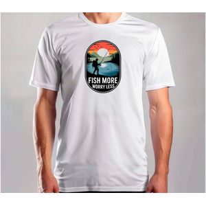 Fish More Worry Less - T Shirt - TheBestDad - NumberOneDad - Cute - Funny - DeBestePapa - BestePapaOoit - Nummer1Papa