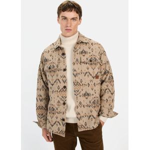 camel active Overshirt met jacquardpatroon - Maat menswear-XXL - Sand
