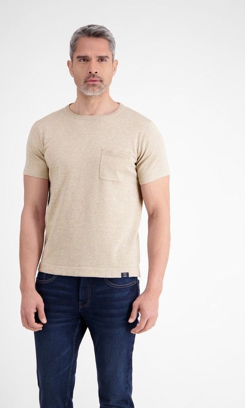 Lerros - T-shirt - Tender Beige Melange - Gebreid met Borstzak