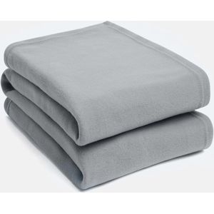 Fleece sprei, effen, 150 x 200 cm, zilverkleurig, 100% polyester synthetisch, zilvergrijs, large