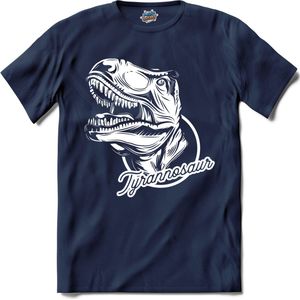 Tyrannosaur | Dino - Dinosaur - Dinosauriërs - T-Shirt - Unisex - Navy Blue - Maat 3XL