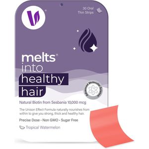 VegaMelts Gezond Haar Strips - Biotine Zink en Foliumzuur Formule - Ondersteunt Haar en Nagels - Plantaardige Extracten - Sublinguale Smeltstrips - 30 Smeltstrips