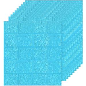 10 stuks zelfklevende 3D baksteenbehang 30 x 35 cm - waterdicht - doe-het-zelf - metselwerkeffect - woondecoratie - 3D wandpaneel - blauw - keuken badkamer woonkamer