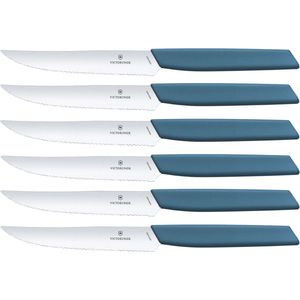 Victorinox Swiss Modern Steakmessen - 6-delig - RVS/Blauw - Kartel