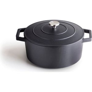 Ronde gietijzeren kookpot 28 cm - Mat zwart