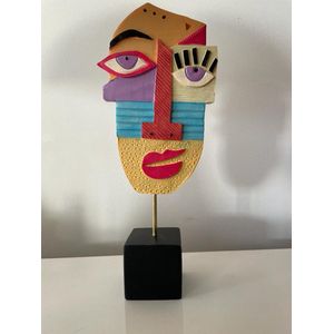 Decofiguur - gezicht - masker - multicolor
