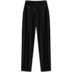YEHWANG - broek - zwart -50% polyester 50% PU leer - maat S - soepel - gevoerd - knoop en rits voorkant - 2 zakken voor