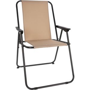 HOMBLE Strandstoel Opvouwbaar - Campingstoel - Met Armleuningen - Vouwstoel - Inklapbaar - Lichtgewicht - Créme Beige