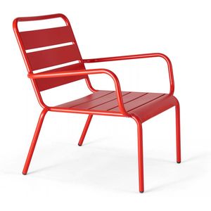 Oviala - Lage relax tuinstoel van rood staal - Palavas