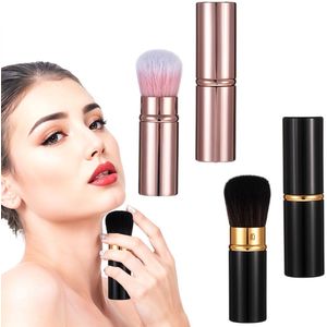 Uitschuifbare blush-kwast met dop, set van 2 reismake-upkwasten, Kabuki foundationkwast, uitschuifbare gezichtsblendkwast, geschikt voor vloeibare crèmefoundation, concealer en blush make-upkwasten voor vrouwen.
