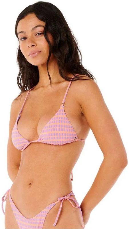 Rip Curl Isles Plaid Sliding Triangle Bikinitop Roze 2XS Vrouw