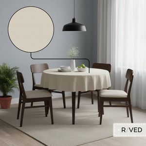 Raved Creme Rond Polyester Tafelkleed - 160 cm ø - Kreukvrij