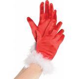 Rode kerstvrouw handschoenen verkleedaccessoires voor dames - Kerst feestartikelen