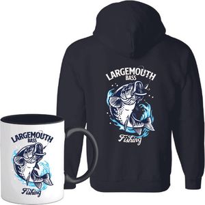 T-Shirtknaller Vest met koffiemok | Largemouth Bass Fishing - Vis / Vissen / Vishengel Kleding | Heren / Dames Vest Cadeau | Kleur zwart | Maat S