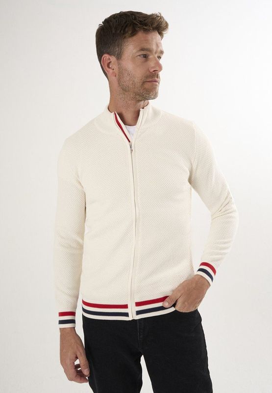 Felix Hardy Gebreid vest  ecru / blauw / rood