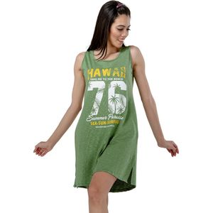 VANILLA - Hawaii dames nachthemd - Egyptisch katoen - PJ8610 - Groen - S