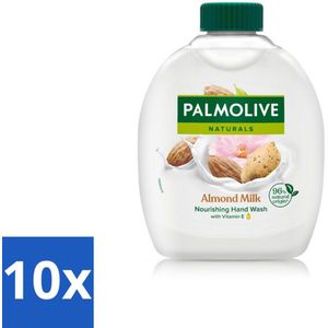 10 x Palmolive - Amandelmelk - Handzeep Navulling - Zacht & Hydraterend - 300 ml - Handzeep Navulling - Melk En Amande - Natuurlijke Handzeep - Handen Verzorgen - Hydraterende Handzeep