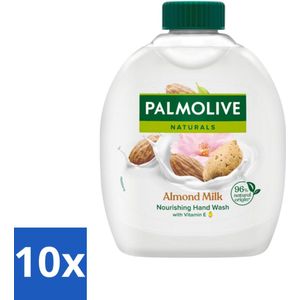 10 x Palmolive - Amandelmelk - Handzeep Navulling - Zacht & Hydraterend - 300 ml - Hydraterend - Natuurlijke Ingrediënten - Zeepvrije Formule - Gevoelige Huid - Duurzaam
