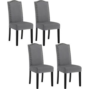 Rootz Set van 4 eetkamerstoelen - stoelen met hoge rugleuning - fluwelen zitting - ergonomisch ontwerp - duurzame constructie - vloerbescherming - 47 cm x 103 cm x 63 cm