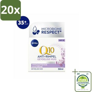 20 x NIVEA – Dagcrème – Q10 Power Sensitive SPF 15 – 50 ml - Grootverpakking - Gevoelige Huid - Anti-aging - Rimpelverlichting - SPF 15 - Dagcrème