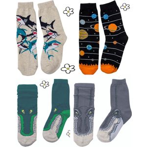Nature Planet -kindersokken - set van 4 paar toffe sokken (100% Oeko-tex gecertificeerd) maat 35-38