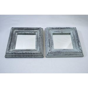PTMD Madera spiegel vintage groen 15,5 cm (2 stuks)