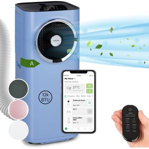 Klarstein mobiele airconditioner met luchtafvoerslang, 5-in-1 airconditioner, ventilator, luchtontvochtiger, luchtreiniger & nachtmodus, app-bediening, kleine & draagbare airconditioner voor thuis & op kantoor, 12000 BTU