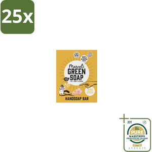 25 x Marcel's Green Soap - Handzeep Bar - Vanille & Cherry Blossom - Krachtige werking - 90 gr - Grootverpakking - Handzeep Bar - Vanille En Kersenbloesem - Plasticvrije Handzeep - Milieuvriendelijke Handzeep - Vegan Handzeep