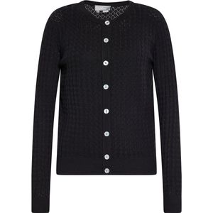 Usha - Gebreid Vest - Zwart - Normale Pasvorm - Lange Mouw