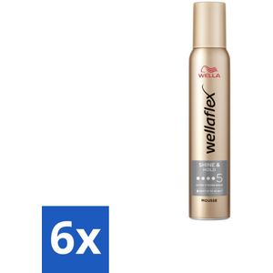 Wella – Flex Shine & Hold – Haarmousse – 200 ml - Voordeelverpakking - 6 stuks