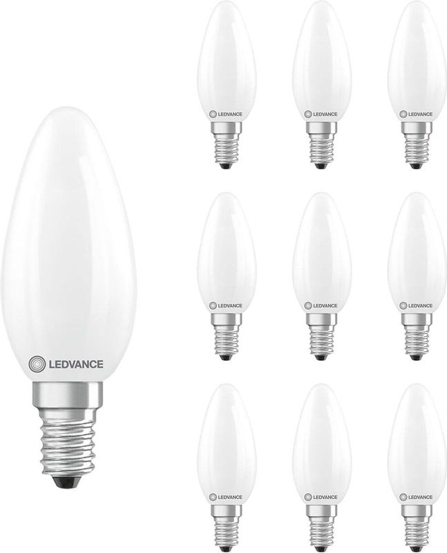 Ledvance - LED Filament Kaarslamp E14 - Mat Glas - 3.4W - 470lm - 2700K - Ø35mm - 10 stuks