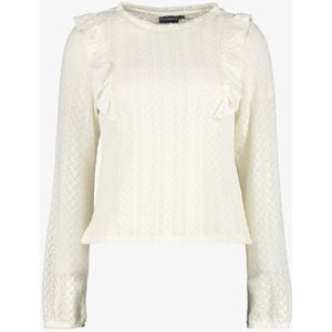 TwoDay kanten dames top met ruches lichtbeige - Maat S