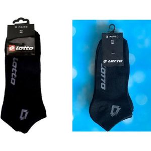 Lotto Sneaker Sokken - sport sokken - korten sokken - lotto sokken -  Zwart 3 Paar - Maat: 35/38