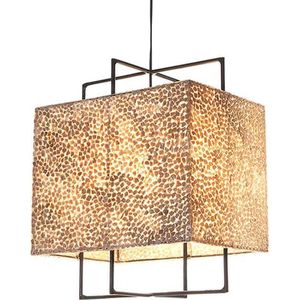 Design Hanglamp woonkamer slaapkamer square gold capiz schelp 46x40 cm