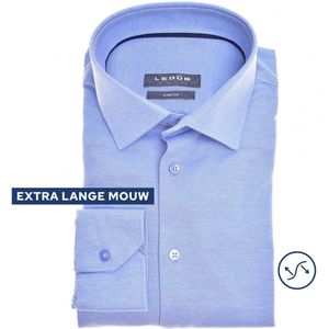 Ledub modern fit overhemd - mouwlengte 72 cm - middenblauw - Strijkvriendelijk - Boordmaat: 37