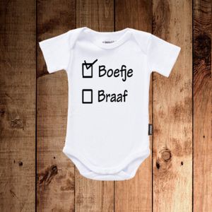 Romper met tekst 'Boefje' of 'Braaf' - Witte baby romper - Maat 56